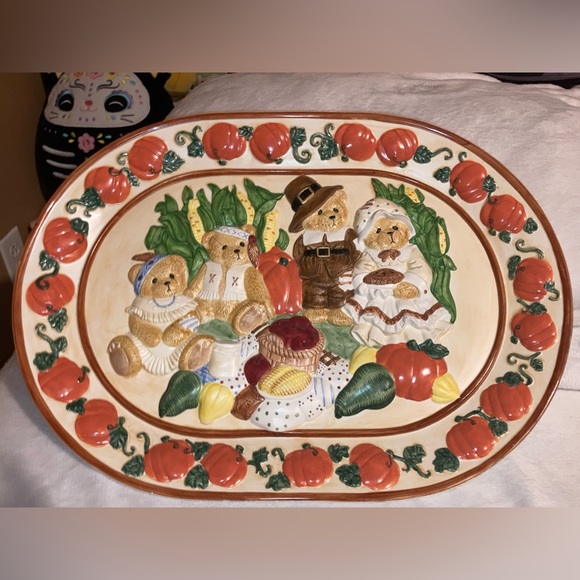 Cherished Teddies collectors wall plate teddy bear thanksgiving - Picture 2 of 9